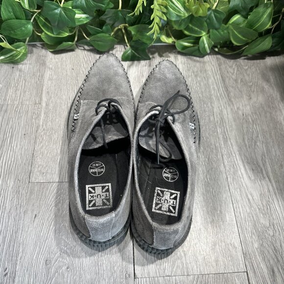TUK Creepers Goth Pointed Toe Gray Suede Laces Shoes Sz 11 main image 8